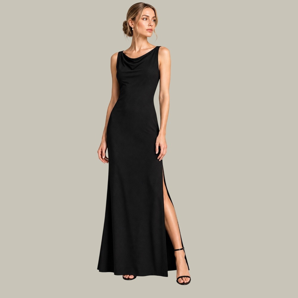 Vintage 90s Max Mara Black Minimalist Maxi Dress IT 42 /US 6 Made in Italy SONY